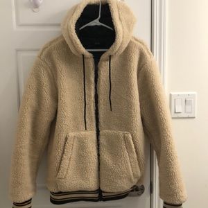 Bershka wool fluffy bomber jacket